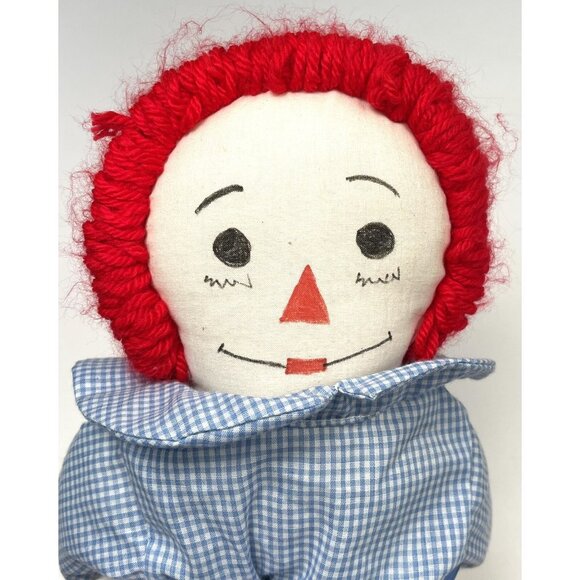 VTG Handmade 19" Plush Stuffed Raggedy Ann & Andy Dolls Toys Drawn Face *Flaws* - Picture 2 of 7